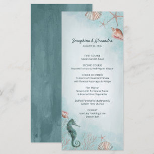 Menu Mar  Casamento de Conchas de Azul de Praia