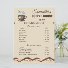 Menu Marca Personalizada do Café Costeiro