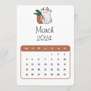 Menu Março De 2024 Ficar Sozinho Em Gato E Calendário D