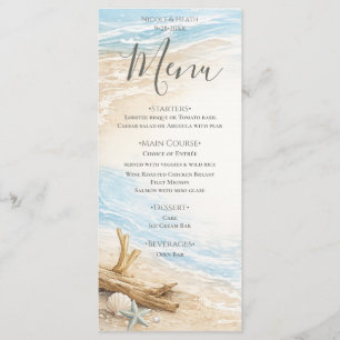 Menu Marés Eternas Aquarela Costeira Casamento de Praia