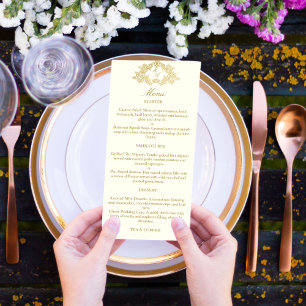 Menu Marfim e casamento vintage de ouro