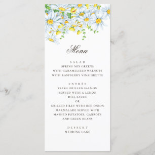 Menu Margarida de aquarela. Chamomila. Casamento floral