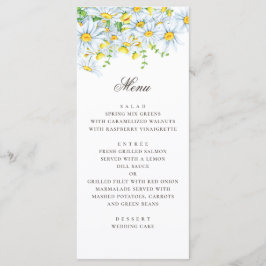 Menu Margarida em aquarela. Camomila. Casamento floral