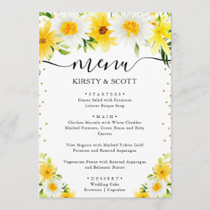Menu Margaridas e Flores Amarelas de Verão Casamento