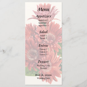 Menu Margaridas Gerbera Vermelhas