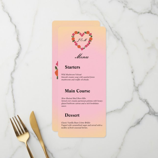 Menu mariage rose et orange (Frente/Verso In Situ)