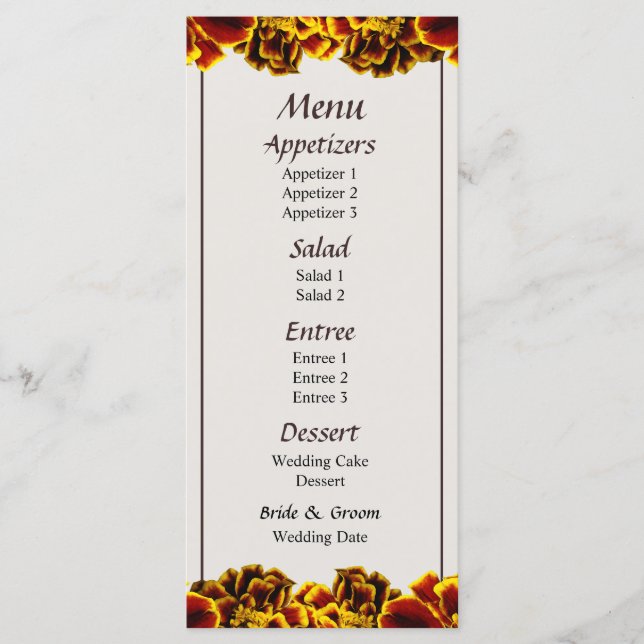 Menu Marigold Francês solteiro (Frente)
