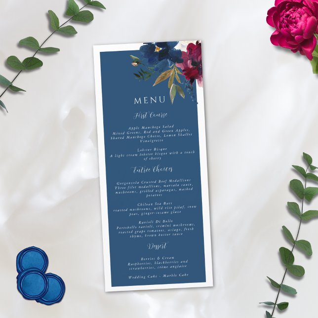 Menu Marinho azul-borgonha de jardim entonado (Criador carregado)