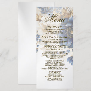 Menu Marinho Azul Ouro Branco Prata Floral
