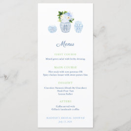 Menu Marinho Chinoiserie Verde e Chá de panela Branco