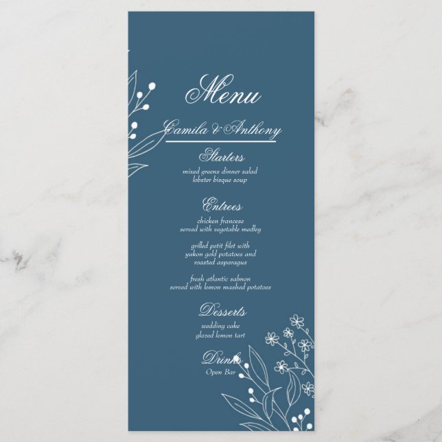 Menu Marinho Corner Floral Boho Wedding (Frente)