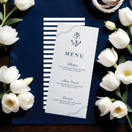 Menu Marinho de Anchor e Corda Náutica Monograma e Bran