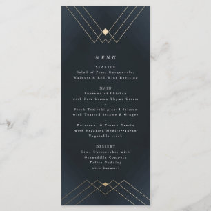 Menu Marinho de Diamante Dourado Deco Gatsby Geométric
