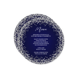 Menu Marinho de Glitter Silver Circular