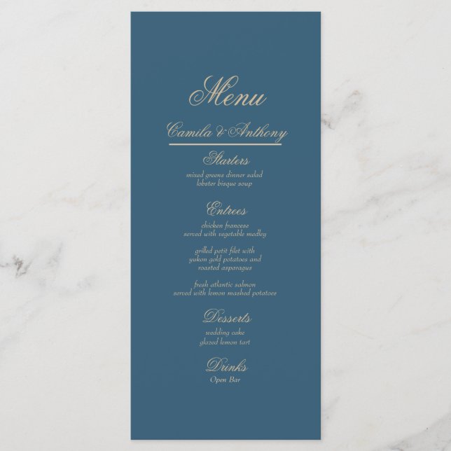 Menu Marinho Dourado Casamento (Frente)