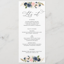 Menu marinho e blush floral casamento