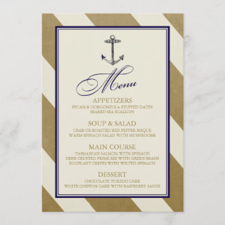 Menu Marinho e Dourado náutico