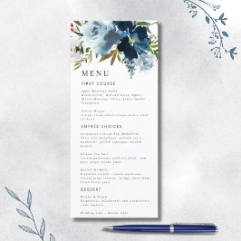 Menu Marinho e Dusty Blue Elegante Aquarela