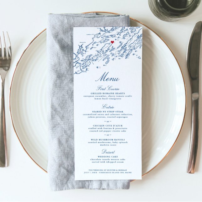 Menu Marinho Elegante de Casamento de Maine na Ilha de  (These Chebeague Island Inn menus are perfect for your Casco Bay Maine destination wedding)