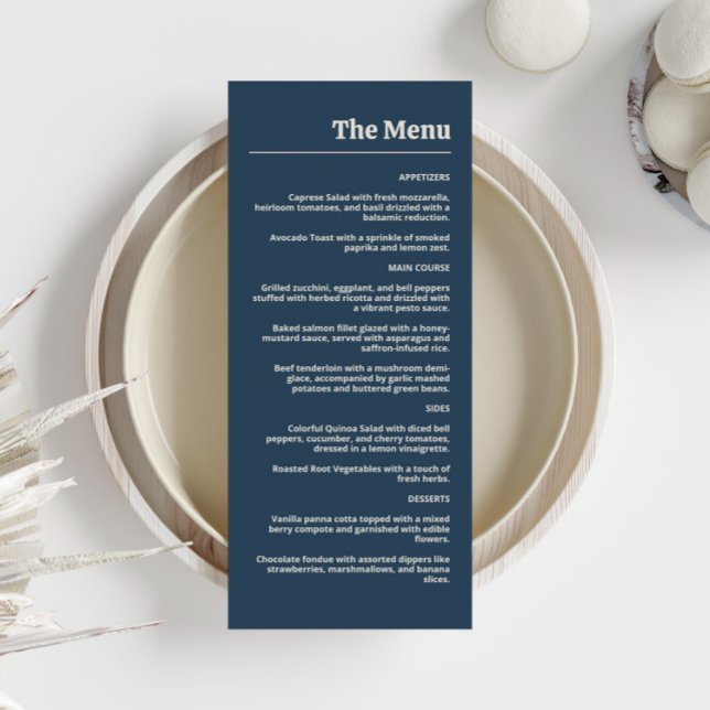 Menu Marinho Elegante e Rosa Esmagador (Criador carregado)
