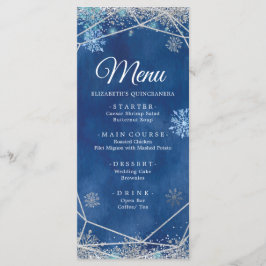 Menu Marinho Elegante Floco de Neve de Natal XV Años