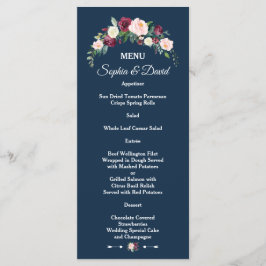Menu Marinho Floral Azul Casamento Floral Azul