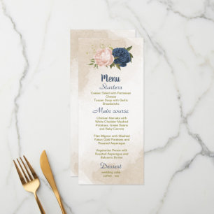 Menu marinho florescente folhas verdes casamento