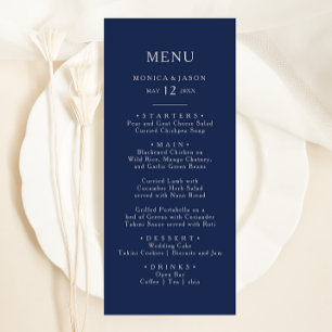 Menu Marinho mínimo clássico azul   Janto Silver Weddin