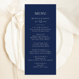 Menu Marinho mínimo clássico azul | Janto Silver Weddin
