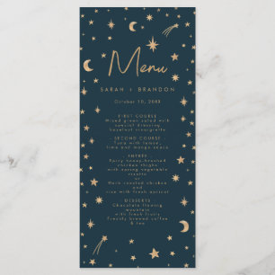 Menu Marinho Místico Dourado Estrelas Casamento da Lua