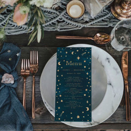 Menu Marinho Místico Dourado Estrelas Casamento da Lua