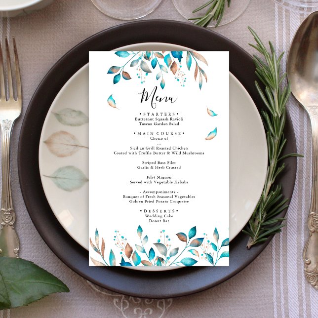 Menu marinho Moderno de Casamento Verde (Criador carregado)