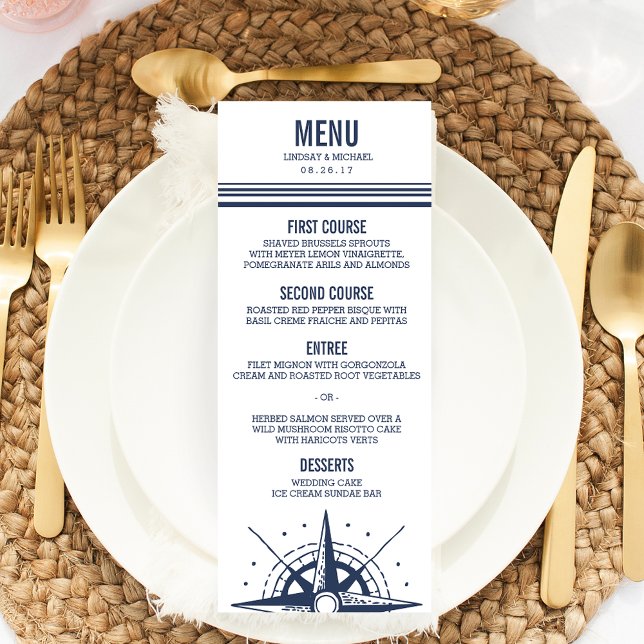 Menu Marinho Moderno e Casamento Náutico Branco (Criador carregado)