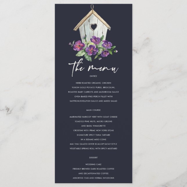 MENU MARINHO WOODEN RUSTIC FLORAL BIRDHOUSE WEDDING (Frente)