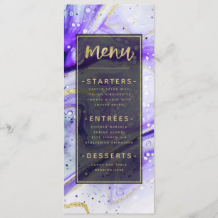 Menu Mármaco Roxo com Tinta Espalhada com Janto de folh