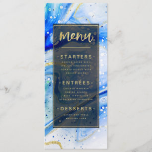 Menu Mármore Azul com Cinza de Tinta Azul com Janto de 