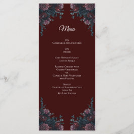 Menu Maroon Autumn Floral Wedding