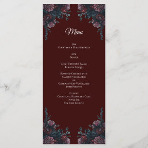 Menu Maroon Autumn Floral Wedding