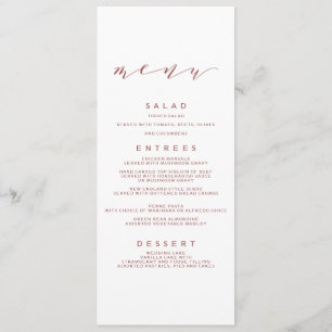 Menu Marsala do casamento da caligrafia