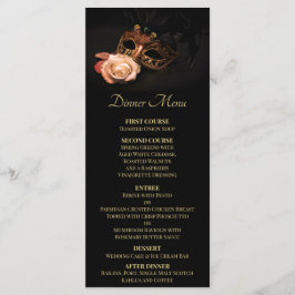 Menu Mascarada elegante com rosa branca