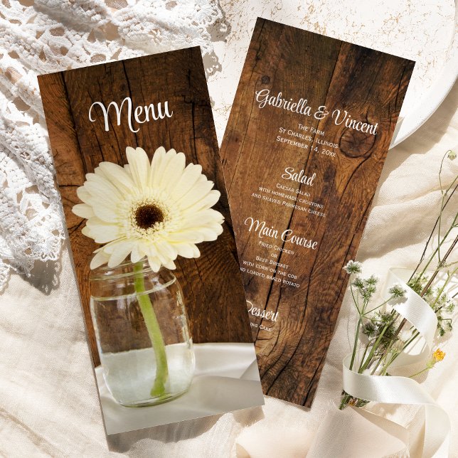 Menu Mason Jar e White Daisy Barn (Criador carregado)