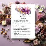 Menu Mauve e Dourado Casamento Floral<br><div class="desc">Mauve e cartão floral de ouro.</div>