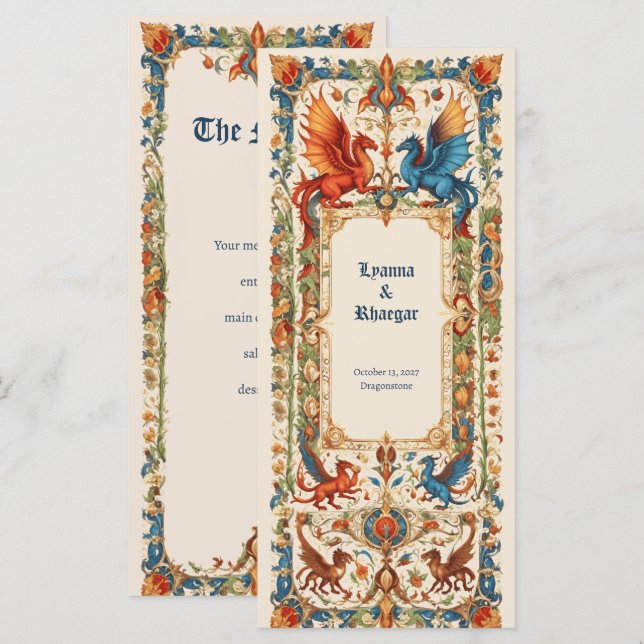 Menu Medieval Wedding, Ancient Manuscript (Frente/Verso)