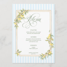 Menu Mediterranean Lemon Coastal Stripe Wedding