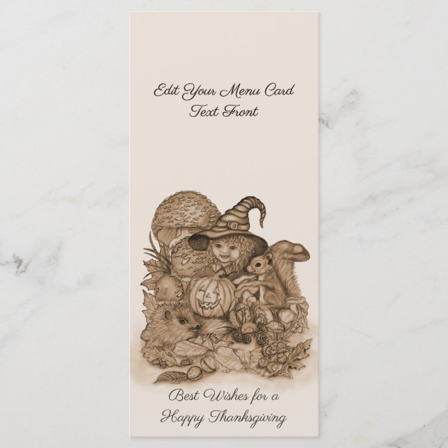 Menu Melhores Desejos para uma Feliz Ação de Graças (Frente)