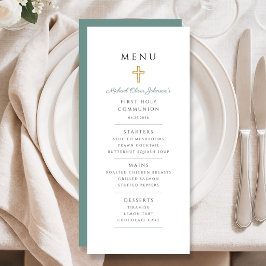 Menu Menino Verde Elegante Primeira Comunhão