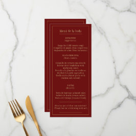 Menu Menú Boda Bilingüe Español Inglés Borgoña Oro