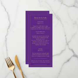 Menu Menú Bodas Oro Morado Bilingüe Español