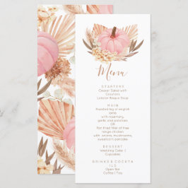 Menu Menú Boho Pampas pink Pumpkin