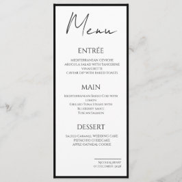 Menu Menú Minimalista Bordes Negros Boda Elegante